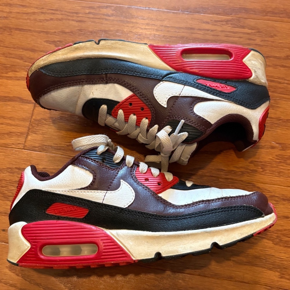 Nike Air Max 90 LTR GS Burgundy White Red Black HF6358-600 Boys Size 5Y Mens 5 - Picture 2 of 7